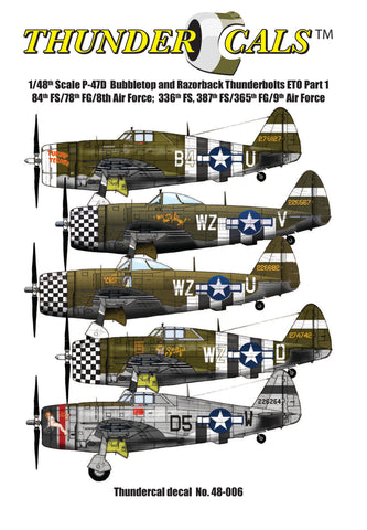 ThunderCals 1/48 P47-D Bubbletop & Razorback T-bolts ETO Pt1 48-006 for Tamiya