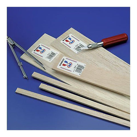 Midwest Products Co Inc. 1/4" x1" x36" Basswood Sheets pkg 10 - BD 6106