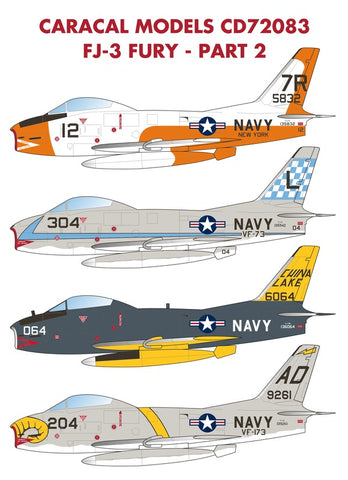 Caracal Models 1/72 decals CD72083 Pt2 for the US Navy FJ-3 Fury by Sword Models