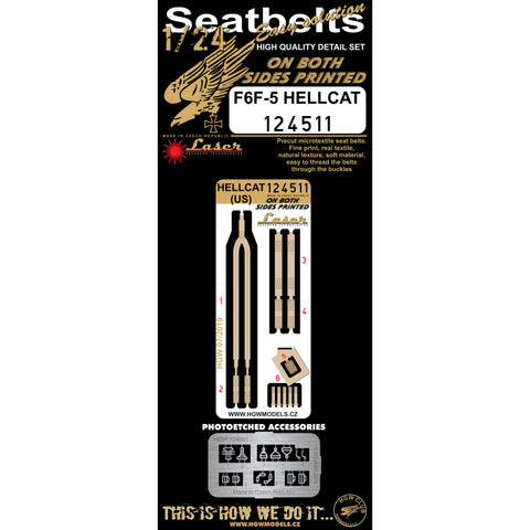 HGW 1/24 scale seatbelt set for Hellcat (US) kits - 124511