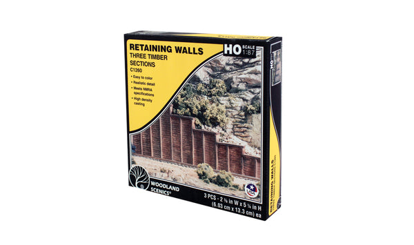 Woodland Scenics HO Scale Timber Retaining Wall Sections - C1260 Woodland Scenics HO Scale Timber Retaining Wall Sections - C1260