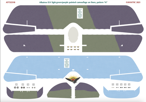 ATT32318 1/32 Albatros DV/Va light green/purple painted camouflage on linen, pattern "A"