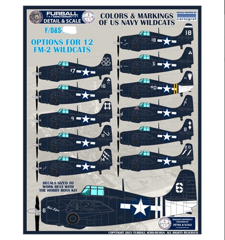 Furball 1/48 decals Colors & Markings of US Navy Wildcats - FDS4822 for Hobby Boss