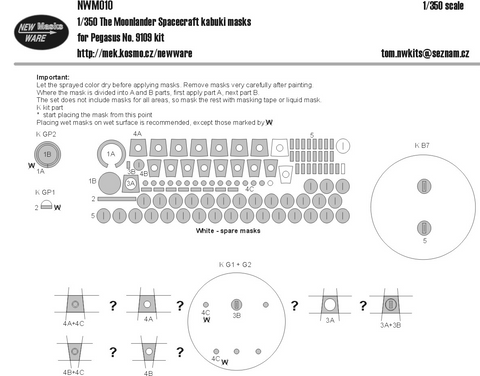 New Ware 1/350 NWM010 The Moonlander Spacecraft paint masks for Pegasus #9109