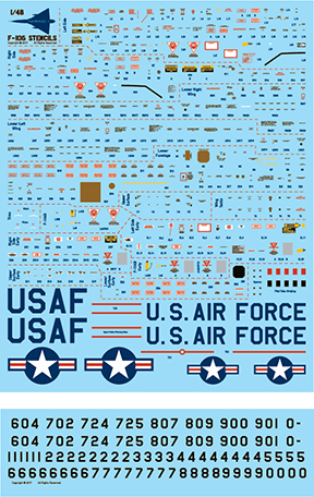 Fundekals 1/48 scale Convair F-106 Delta Dart Stencil Decals - FUN48010-S