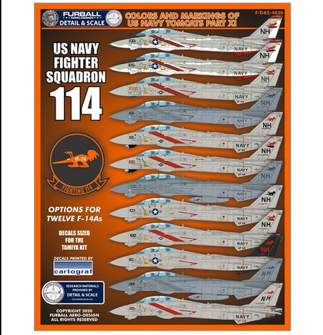 Furball 1/48 decals Colors & Markings of US Navy F-14 Tomcats for Tamiya FDS4820