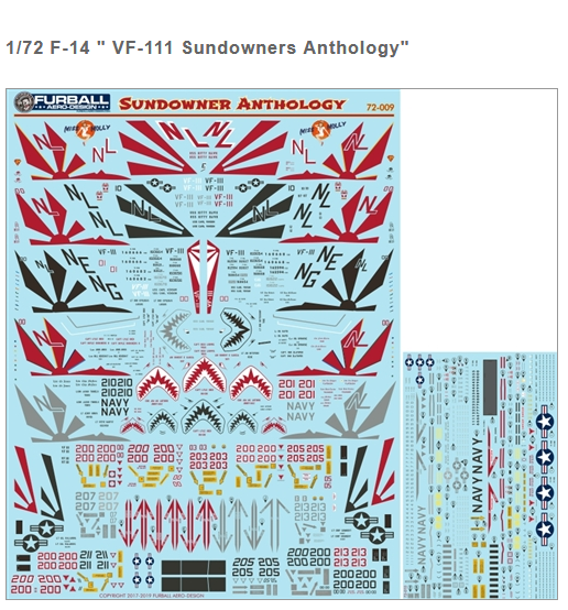 Furball 1/72 decals Sundowner Anthology US Navy F-14 Tomcats FUR72009