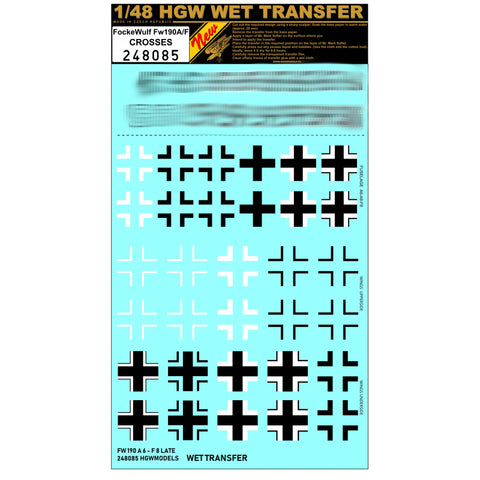 HGW 1/48 wet transfer for Focke Wulf Fw190A/F - Crosses - 248085