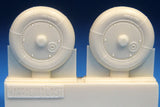 BarracudaCast 1/48 scale Bf 109G-5/G-14 Wheels, Ribbed hub Smooth Tire - BR48388