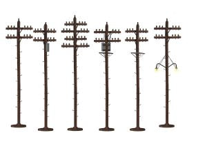 Lionel O Gauge 6-37939 Telephone Poles Assorted some w/Transformers & Lights