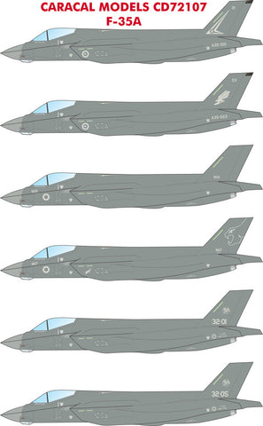 Caracal Models 1/72 decals CD72107 - F-35A Joint Strike Fighter for Hasegawa