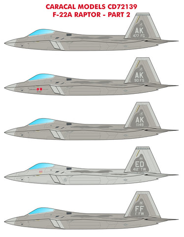 Caracal 1/72 decals for USAF F-22A Raptor Part 2 - CD72139