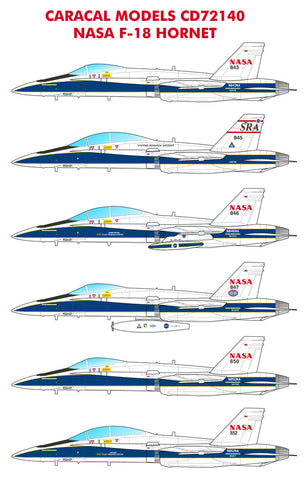 Caracal 1/72 decals for NASA F-18 Hornet - CD72140