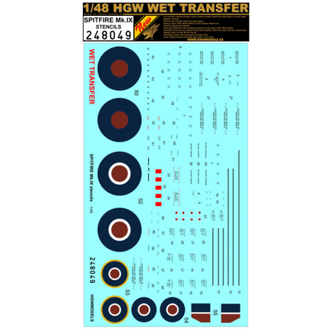 HGW 1/48 wet transfer Spitfire Mk. IX - Stencils - 248049
