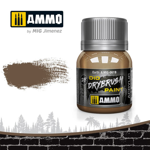 Ammo by Mig Dio Drybrush dense acrylic paint #0619 Earth - 40mL