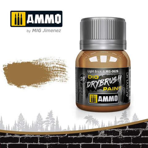 Ammo by Mig Dio Drybrush dense acrylic paint #0626 Light Brick - 40mL