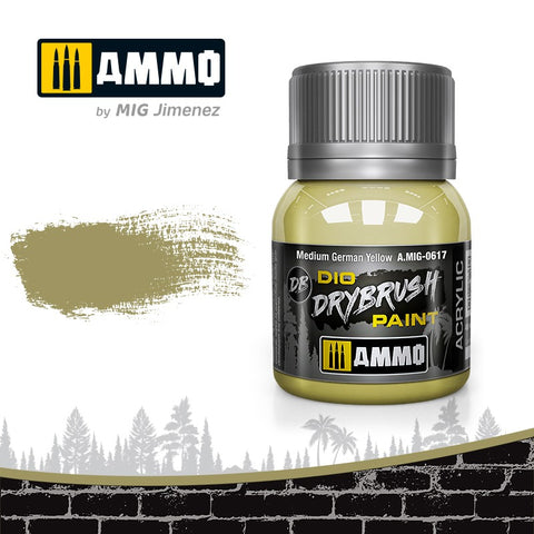 Ammo by Mig Dio Drybrush dense acrylic paint #0617 Medium German Yellow - 40mL