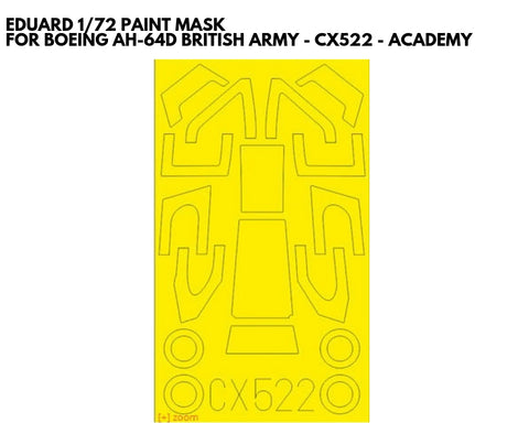 Eduard 1/72 paint mask for Boeing AH-64D British Army - CX522 - Academy