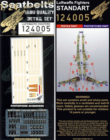 HGW 1/24 seatbelts & PE for Luftwaffe Fighters standard #124005