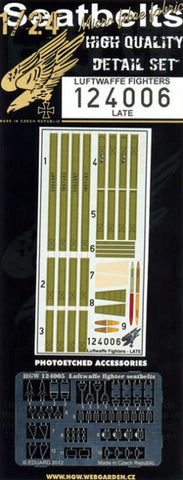 HGW 1/24 seatbelts & PE for Luftwaffe Fighters late #124006