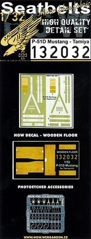 HGW 1/32 Seatbelt & wooden floor for P-51D Mustang Tamiya 132032