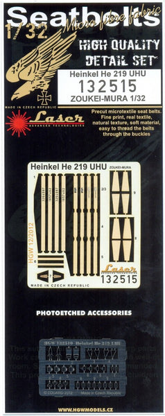 HGW 1/32 seatbelts for Heinkel He 219 UHU for Zoukei-Mura 132515 HGW 1/32 seatbelts for Heinkel He 219 UHU for Zoukei-Mura 132515