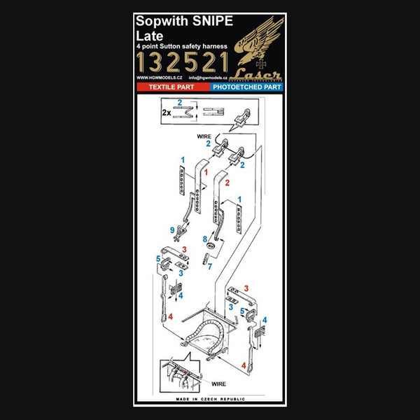 HGW 1/32 Laser seatbelts Sopwith SNIPE Late for Wingnut Wings #132521 HGW 1/32 Laser seatbelts Sopwith SNIPE Late for Wingnut Wings #132521
