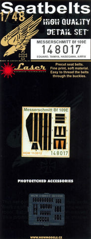 HGW 1/48 Seatbelts for Bf109E Tamiya Hasegawa Airfix Eduard #148017