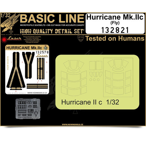 HGW 1/32 scale seatbelts & masks for the Hurricane Mk. II by FLY kits - 132821