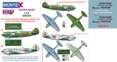 Montex 1/48 masks, decals & markings Zvezda La-5F - K48214