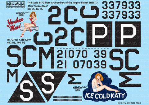 Kits-world 1/48 Scale B-17Gs of the Mighty Eighth Air Force Decal Sheet - KW148015