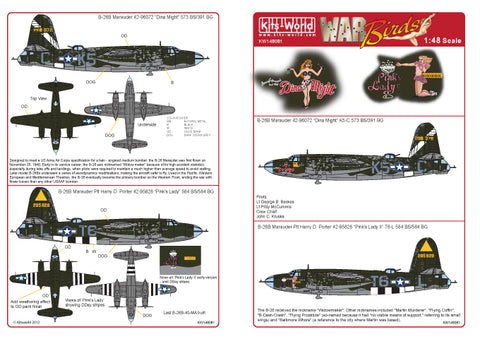 Kits-world 1/48 Scale B-26B Marauders Decal Sheet - KW148081