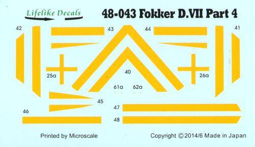 Lifelike 1/48 decal Fokker D.VII Pt 4 for Roden & Eduard kits - 48-043