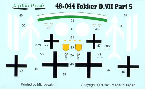 Lifelike 1/48 decal Fokker D.VII Pt 5 for Roden & Eduard kits - 48-044