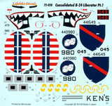 Lifelike 1/72 decal Consolidated B-24 Liberator Pt 1 - 72-028