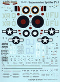 Lifelike 1/72 decal Supermarine Spitfire Pt 3 Smer, Tamiya, Airfix, Italeri, Rev