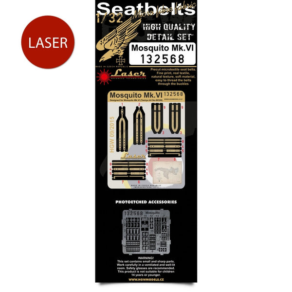 HGW 1/32 Mosquito Mk.VI Seatbelts w/PE buckles for Tamiya - 132568 HGW 1/32 Mosquito Mk.VI Seatbelts w/PE buckles for Tamiya - 132568