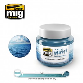 Ammo of Mig Jimenez water simulating Acrylic gel 8oz. PACIFIC WATERS #2201