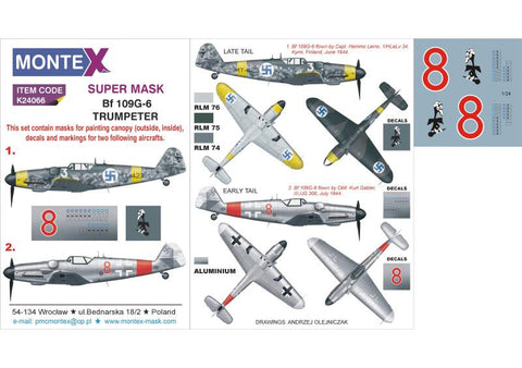 Montex 1/24 masks & markings Bf 109G-6 Trumpeter K24066