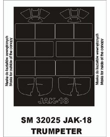 Montex 1/32 canopy masks for Jak-18 by Trumpeter - SM32025