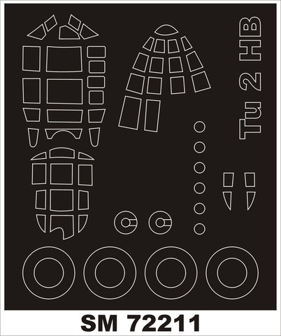 Montex 1/72 canopy masks for the Tu-2 by Hobby Boss - SM72211