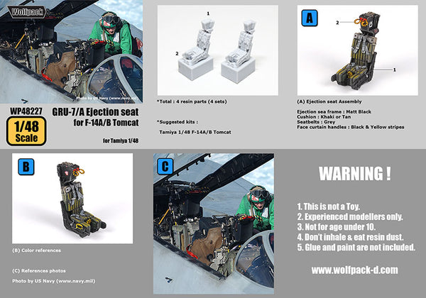 Wolfpack 1/48 scale GRU-7A Ejection seat for Tamiya's F-14A/B Tomcat - WP48227 Wolfpack 1/48 scale GRU-7A Ejection seat for Tamiya's F-14A/B Tomcat - WP48227