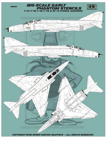 Speed Hunter Graphics 1/32 scale decals Big-Scale Early Phantom stencils - 32013