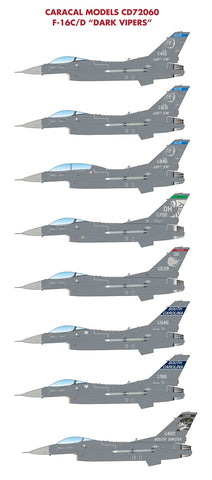 Caracal 1/72 decals Air Force F-16C/D Dark Vipers - CD72060