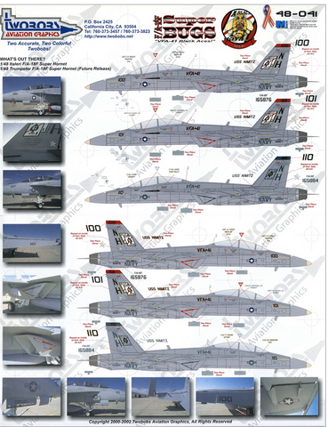 TwoBobs 1/48 scale decals F/A-18F Super Bugs, VFA-41 Black Aces - 48-041