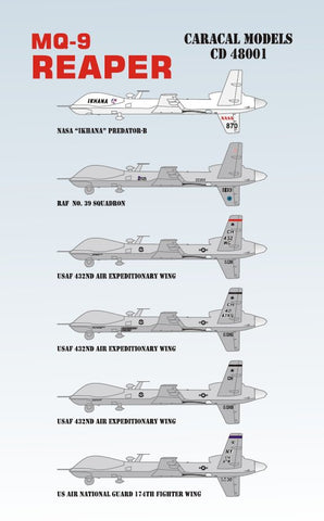 Caracal 1/48 scale decals MQ-9 Reaper - CD48001
