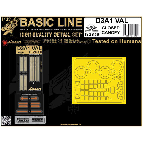 HGW 1/32 D3A1 VAL CLOSED CANOPY Basic Line combo pack for Infinity Models 132846