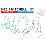 HGW 1/48 scale B-25J Mitchell (green) fabric seatbelts and PE buckles - 148581