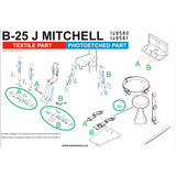 HGW 1/48 scale B-25J Mitchell (WHITE) fabric seatbelts and PE buckles - 148580