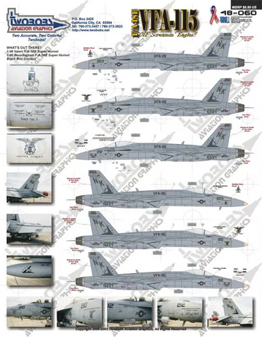TwoBobs 1/48 scale decals F/A-18E VFA-115 OIF Screamin' Eagles - 48-060